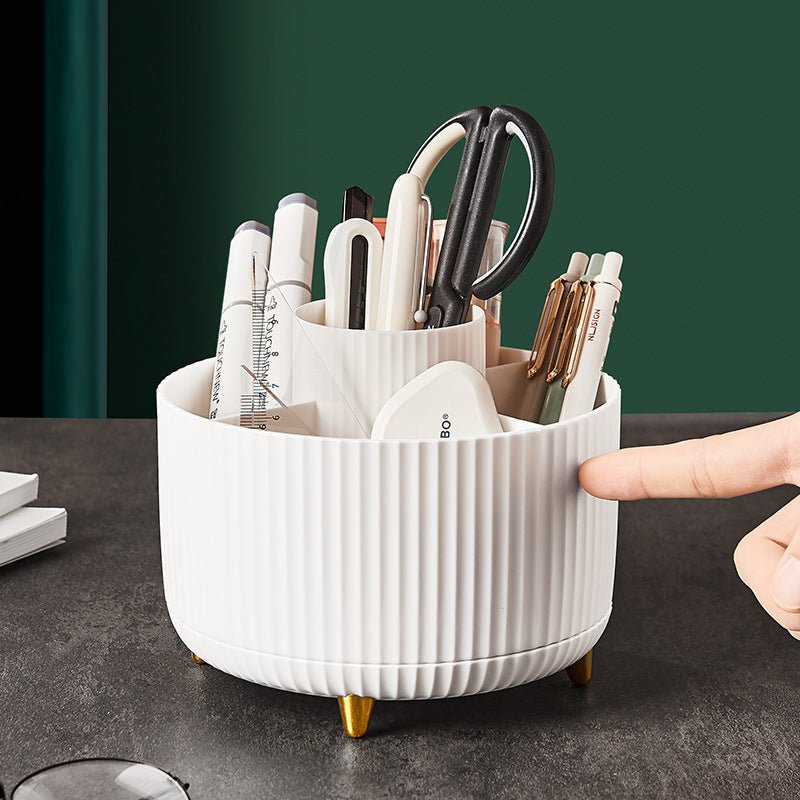 Desktop Swivel Makeup Brush Organizer $24.55 Dana Fashion Color: Blue makeup Product information: Specific material: ABS Proportion of new plastic materials: 100% Product characteristics: uncovered, with partition, others Function: sorting Storage scene:
