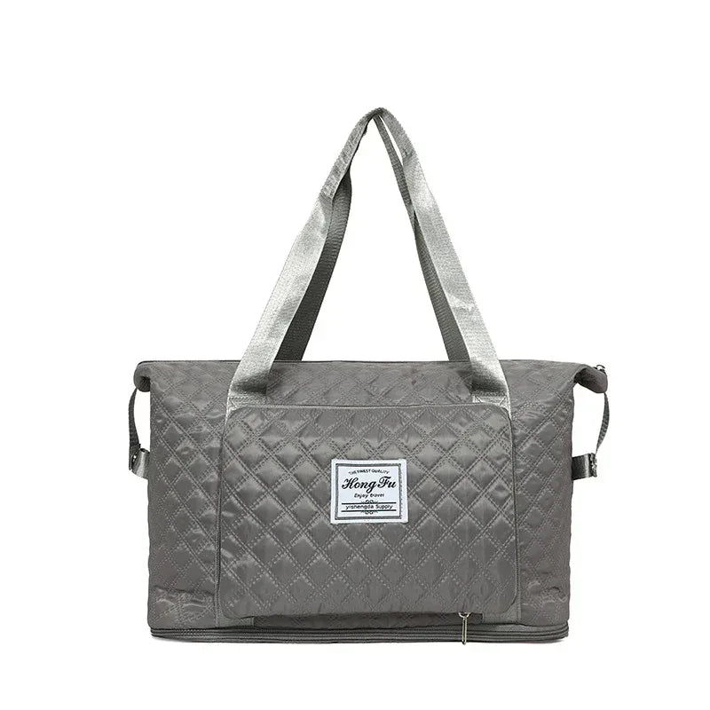 Foldable Travel Duffle Bag With Rhombus Sewing Design Large Capacity Fitness Handbag Portable Versatile Shoulder Bags Expandable Organizer - DanaFashionstore