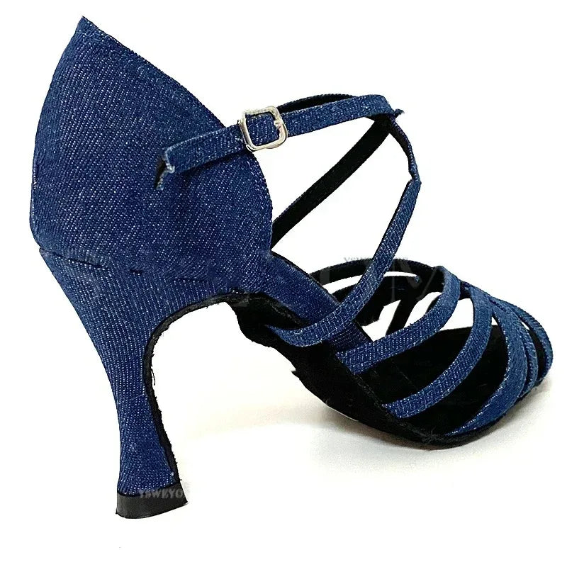 Professional Dance Shoes, Soft Denim Thick Soled Cuban Suede Shoes - DanaFashionstore