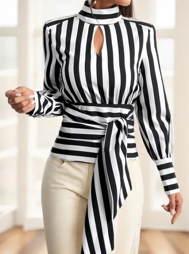 Ladies' Striped Long-sleeved Top - DanaFashionstore