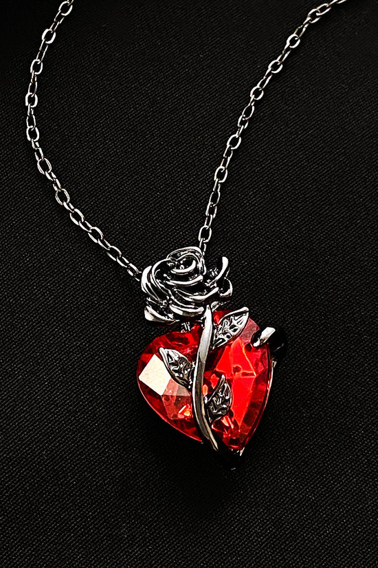 Punk Rose Love Necklace Fashion Personality Heart-shaped Clavicle Chain Pendant Necklace For Valentine's Day