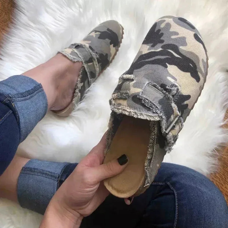 Independent Station Cross-border Oversized Shoes Women's Spring And Autumn European And American New Leopard Print Semi Slippers Shoes Lazy Shoes Peas Shoes - DanaFashionstore