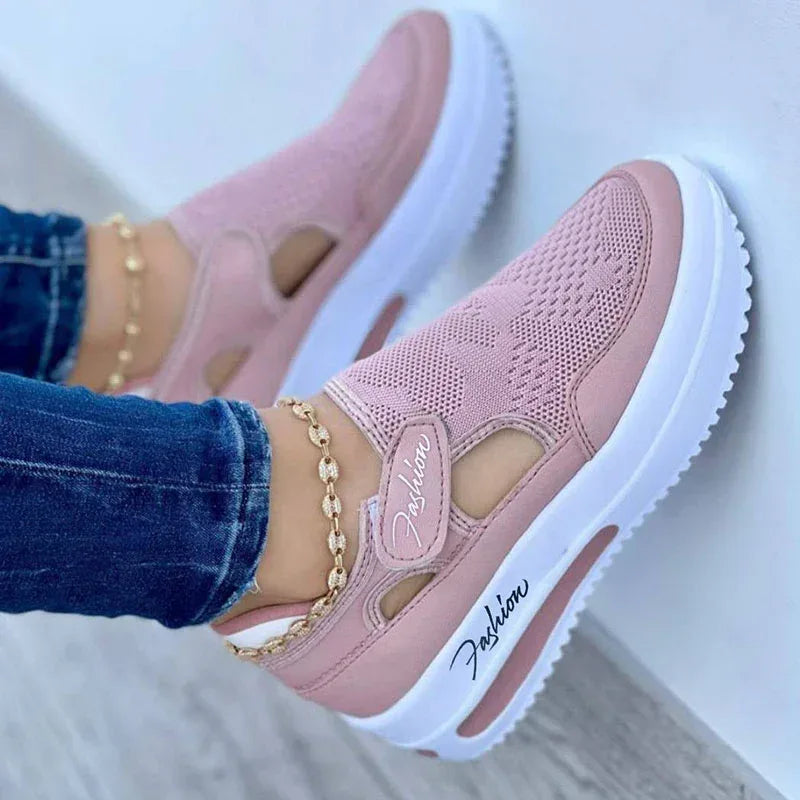 Flat Fly Knit Breathable Velcro Casual Mesh Shoes - DanaFashionstore