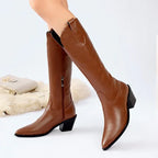 Martin Boots Women's Pointed Toe Plus Size Mid-heel Side Zipper - DanaFashionstore