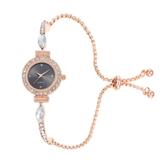Diamond Dial Decorative Pull-out Bracelet Watch $19.00 Dana Fashion Color: Gold Women's Accessories Product information: Color: rose gold, gold, silver Waterproof: no Movement type: Quartz Mirror material: ordinary glass mirror Buckle style: single foldin