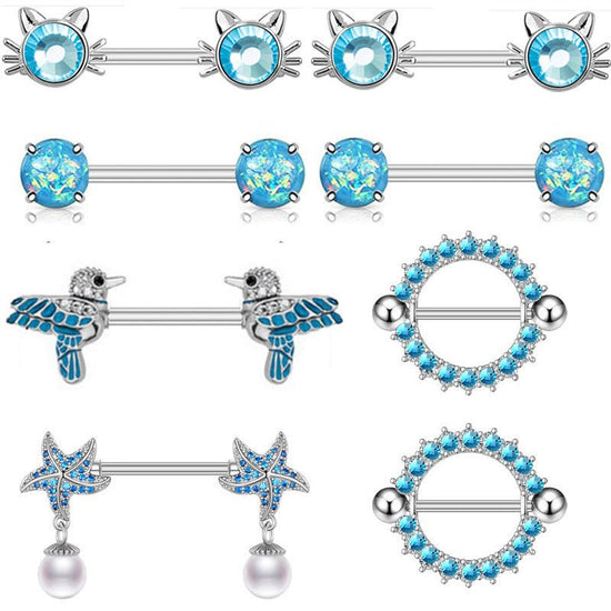 Diamond Nipple Ring Starfish Human Body Piercing Accessories $10.00 Dana Fashion Color: Bird Women's Accessories Product information: Type: umbilical cord ring Treatment Process: Electroplating Color: Bird, starfish, round blue diamond, round white diamon