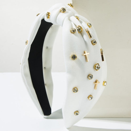 Diamond Pure Color And Knotted Headband Personality Alloy Cross $41.99 Dana Fashion Color: White Women's Accessories Product information: Color: black, white Applicable people: women Material: Alloy Popular elements: Cross Style: fashion OL Packing list: