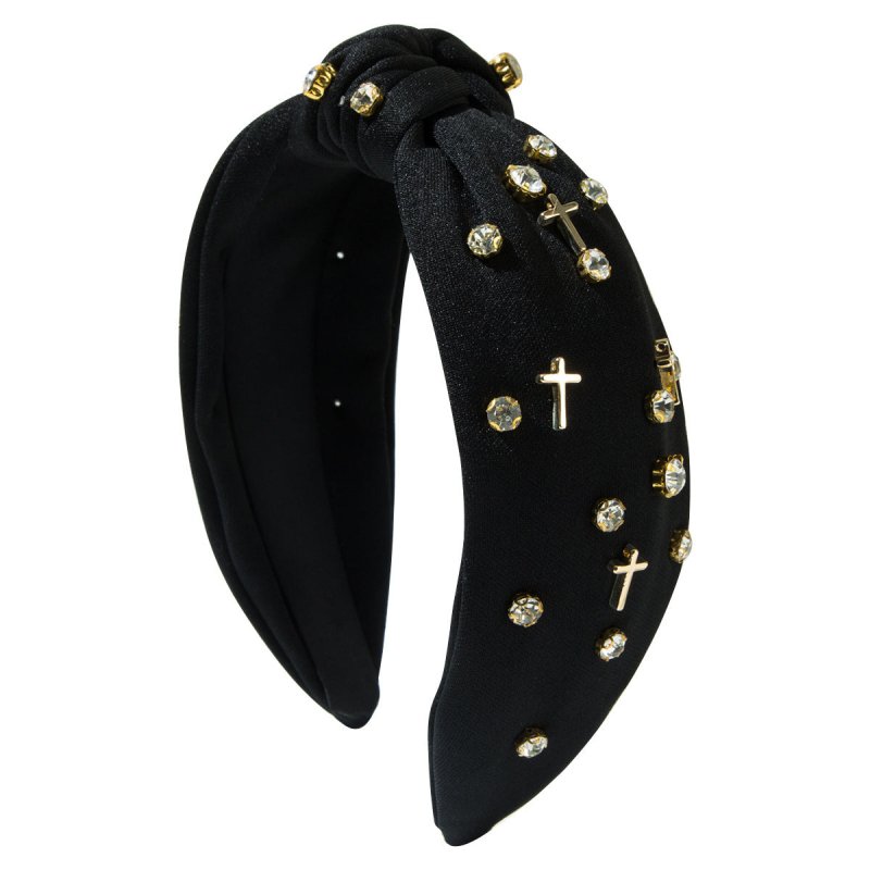 Diamond Pure Color And Knotted Headband Personality Alloy Cross $41.99 Dana Fashion Color: Black Women's Accessories Product information: Color: black, white Applicable people: women Material: Alloy Popular elements: Cross Style: fashion OL Packing list: