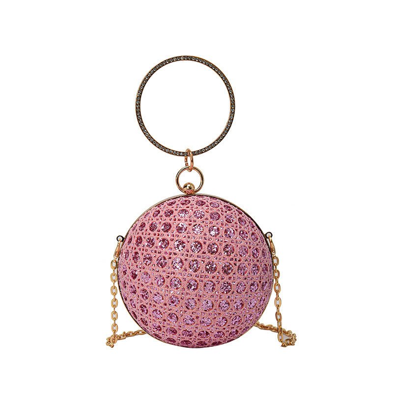 Diamond Retro Shoulder Bag Women's Crossbody Chain Ball Small Round Bag $35.04 Dana Fashion Color: Pink Women's Bags Product information: Lining text: Polyester Applicable scenario: Daily competition Color: black, gold, silver, pink, white Outer bag type: