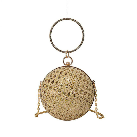 Diamond Retro Shoulder Bag Women's Crossbody Chain Ball Small Round Bag $35.04 Dana Fashion Color: Black Women's Bags Product information: Lining text: Polyester Applicable scenario: Daily competition Color: black, gold, silver, pink, white Outer bag type
