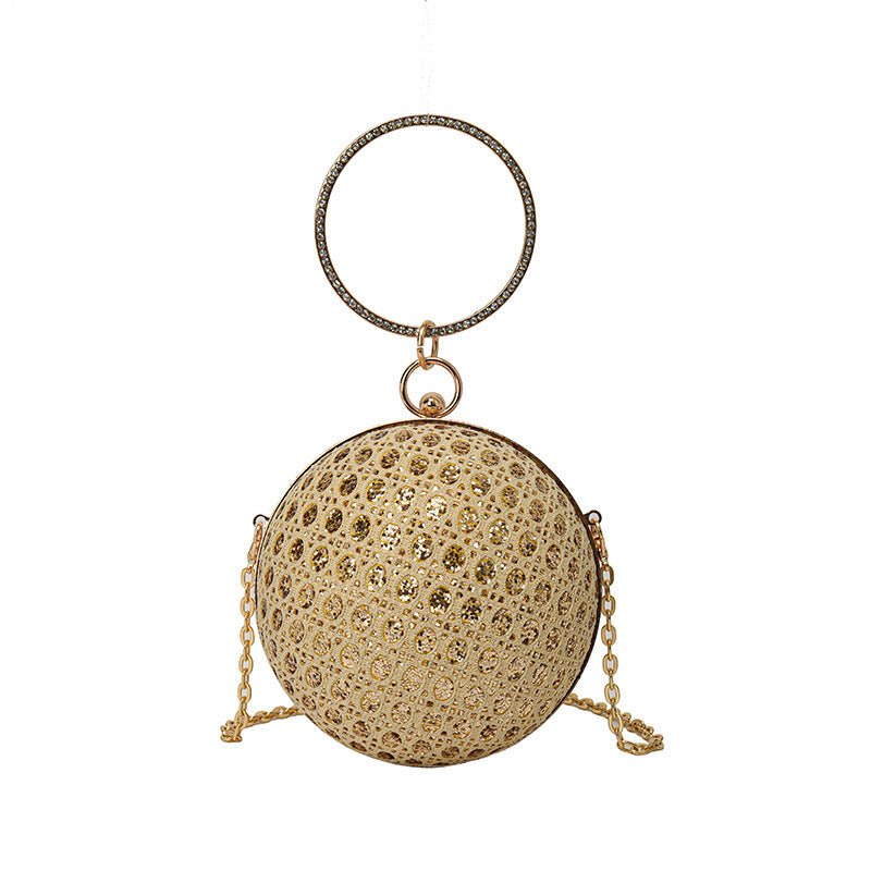 Diamond Retro Shoulder Bag Women's Crossbody Chain Ball Small Round Bag $35.04 Dana Fashion Color: Black Women's Bags Product information: Lining text: Polyester Applicable scenario: Daily competition Color: black, gold, silver, pink, white Outer bag type
