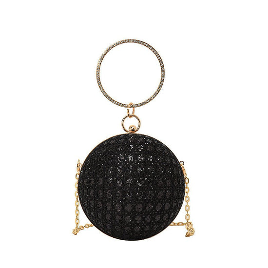 Diamond Retro Shoulder Bag Women's Crossbody Chain Ball Small Round Bag $35.04 Dana Fashion Color: Black Women's Bags Product information: Lining text: Polyester Applicable scenario: Daily competition Color: black, gold, silver, pink, white Outer bag type