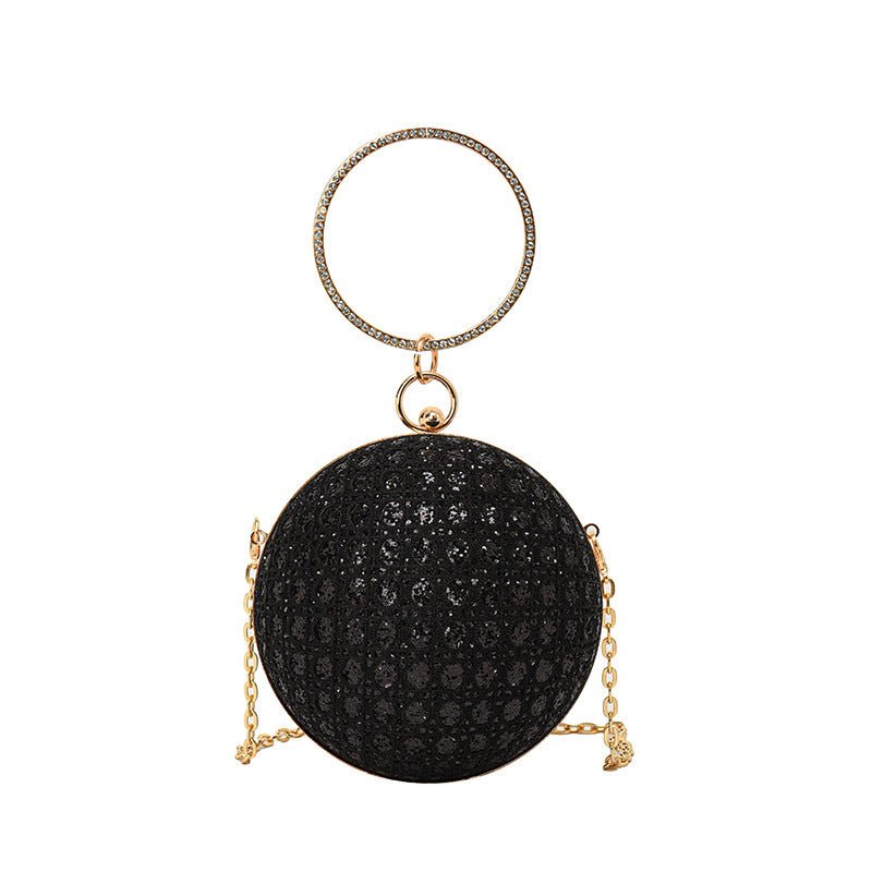 Diamond Retro Shoulder Bag Women's Crossbody Chain Ball Small Round Bag $35.04 Dana Fashion Color: Black Women's Bags Product information: Lining text: Polyester Applicable scenario: Daily competition Color: black, gold, silver, pink, white Outer bag type