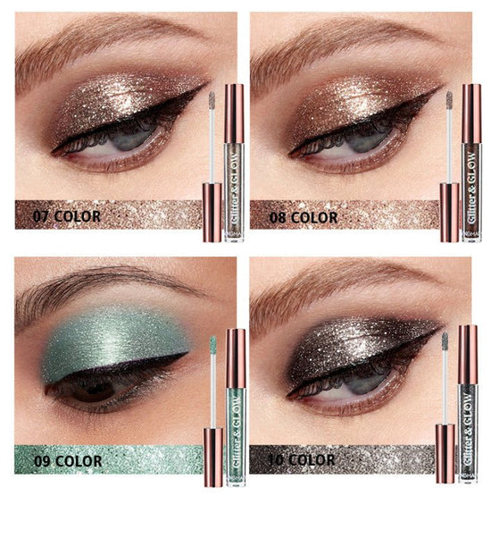 Diamond Shine Liquid Eye Shadow 10 Sets $39.00 Dana Fashion Color: Suit makeup Product information: Suitable skin type: universal Efficacy: shining pearls Shelf life: 36 months Color classification: ten color set Size: 23.5 * 13.5 * 1.5 cm Gross weight: 1