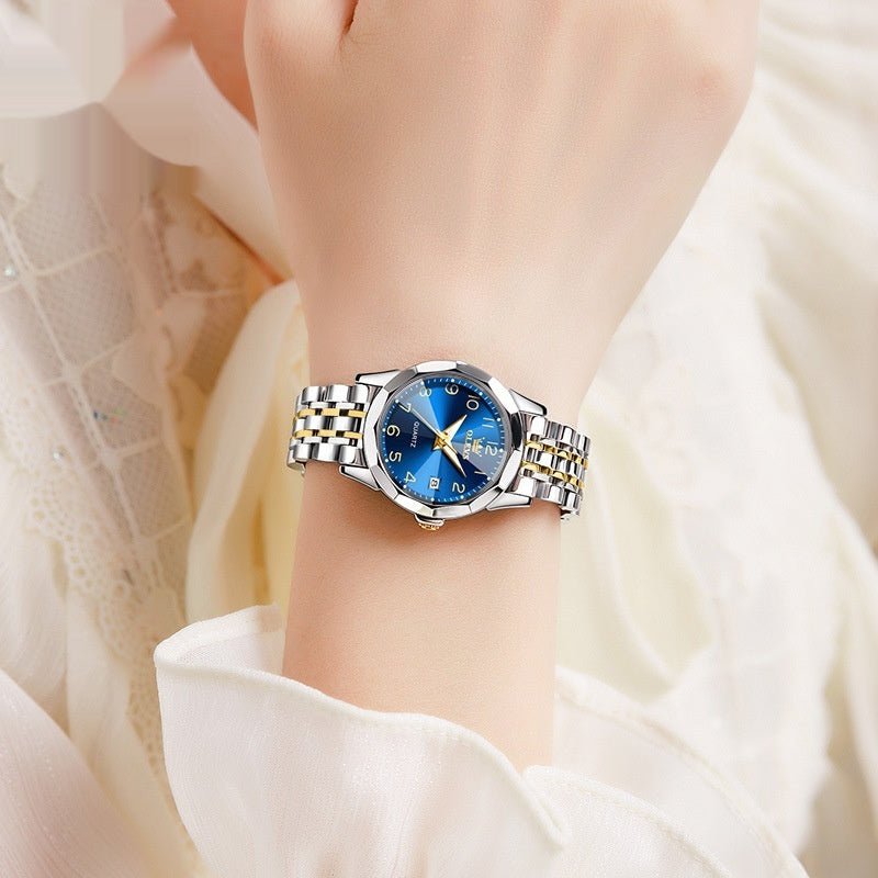 Digital Women's Quartz Watch $89.00 Dana Fashion Color: Blue Steel Belt Women's Accessories Product information: Color: blue women between steel belts, white women between steel belts, black for women between steel belts, full gold women, white women with