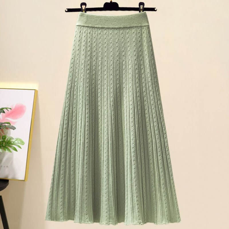 Dinified Sweater Waist-tight Slimming Skirt $49.90 Dana Fashion Color: Green Skirt Size: 2XL Women's clothing Product information: Fabric name: Polyester Color: green skirt Sleeve type: Petal sleeve Main fabric composition: Polyester (polyester fiber) Siz