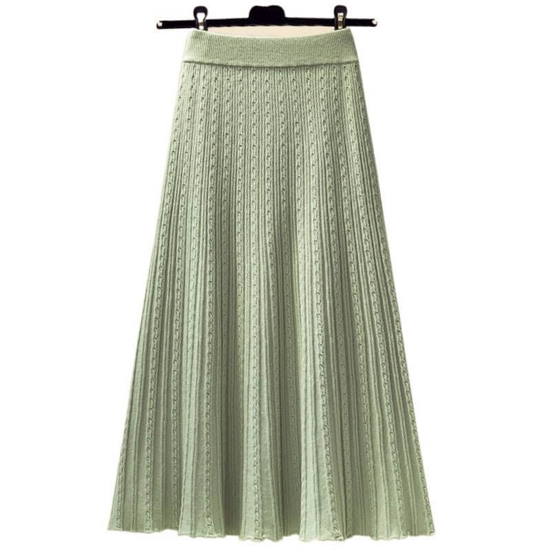 Dinified Sweater Waist-tight Slimming Skirt $49.90 Dana Fashion Color: Green Skirt Size: 2XL Women's clothing Product information: Fabric name: Polyester Color: green skirt Sleeve type: Petal sleeve Main fabric composition: Polyester (polyester fiber) Siz