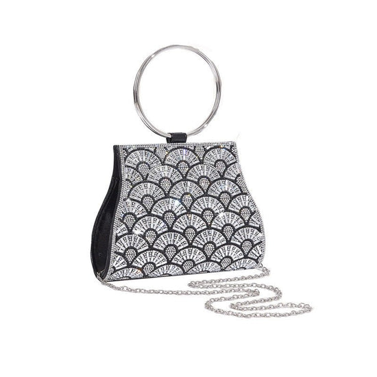 Dinner Bag Inlaid With Diamond PU European And American Chain $48.45 Dana Fashion Color: Black Size: 20X6.5X16cm Women's Bags Product information: Applicable scenarios: Daily matching Color: black, silver, gold Outer bag type: Sandwich pocket Hardness: me