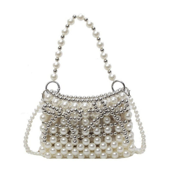 Dinner Luxury Pearl Women's Bag $40.73 Dana Fashion Color: Beige Women's Bags Product information: Lining texture: without lining Applicable scenarios: Daily matching Color: creamy-white, Silver Hardness: soft Material: acrylic Suitcase shape: Horizontal