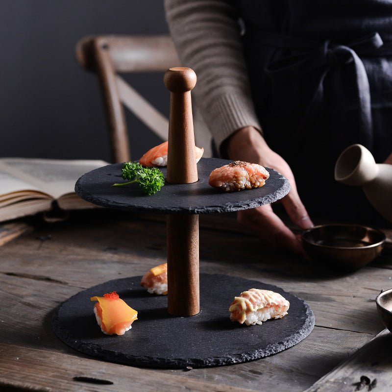 Dinner Plate Multi-layer Cake Plate Hotel Plate $66.65 Dana Fashion style: Three layers Dana's Kitchen Product Category: Disk Material: Wood Whether to import: No Applicable people: adults pattern: plain Style: Japanese and Korean Shape: round Microwave: