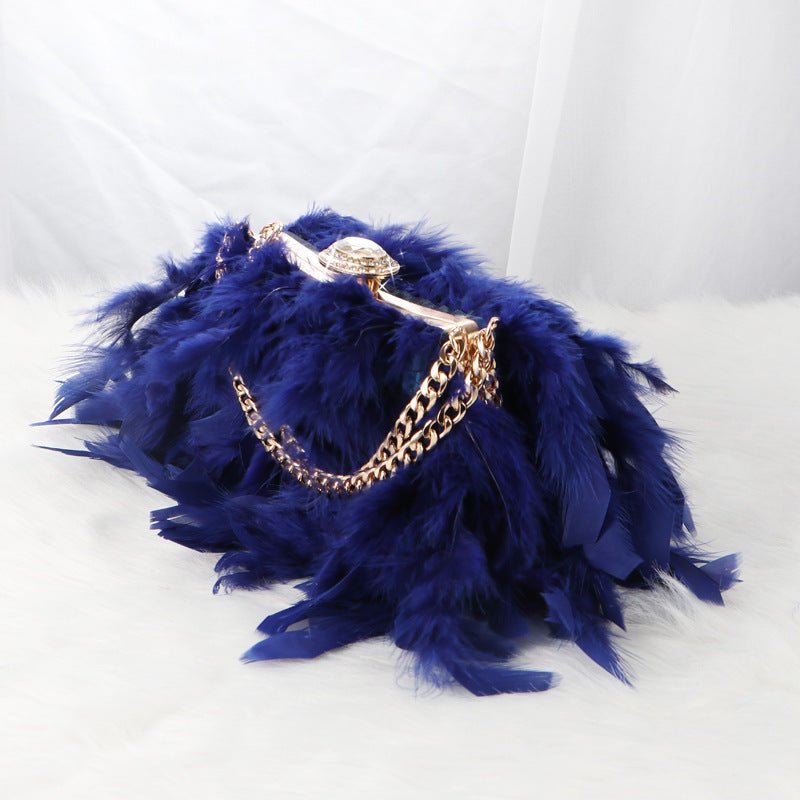 Dinner Rhinestone-encrusted Chain Evening Messenger Bag $59.50 Dana Fashion Color: Sapphire Blue Women's Bags Product information: Fabric texture: Rayon Lining texture: Satin Color: red, pink, silver gray, sapphire blue, black Hardness: medium Material: S