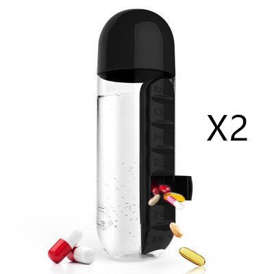 Direct Selling Two-In-One Water Cup Pill Box 7-Day Pill Box 7 Grids Outdoor Easy To Carry Water Bottle One Week With Pill Box Cup $22.68 Dana Fashion Color: 2PC Black Dana's Kitchen Product information: Product Category: Space Cup Material: PC Style: Simp