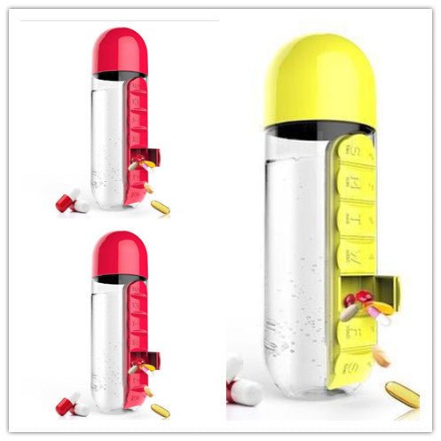 Direct Selling Two-In-One Water Cup Pill Box 7-Day Pill Box 7 Grids Outdoor Easy To Carry Water Bottle One Week With Pill Box Cup $32.71 Dana Fashion Color: 3PC Set7 Dana's Kitchen Product information: Product Category: Space Cup Material: PC Style: Simpl