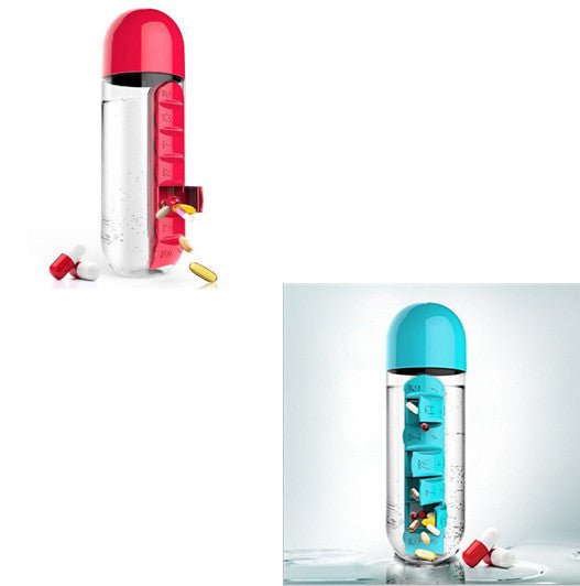 Direct Selling Two-In-One Water Cup Pill Box 7-Day Pill Box 7 Grids Outdoor Easy To Carry Water Bottle One Week With Pill Box Cup $22.68 Dana Fashion Color: Blue1Red1 Dana's Kitchen Product information: Product Category: Space Cup Material: PC Style: Simp