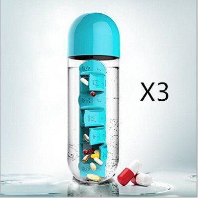 Direct Selling Two-In-One Water Cup Pill Box 7-Day Pill Box 7 Grids Outdoor Easy To Carry Water Bottle One Week With Pill Box Cup $32.71 Dana Fashion Color: 3PC Blue Dana's Kitchen Product information: Product Category: Space Cup Material: PC Style: Simpl