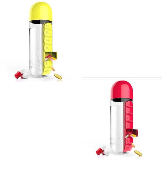 Direct Selling Two-In-One Water Cup Pill Box 7-Day Pill Box 7 Grids Outdoor Easy To Carry Water Bottle One Week With Pill Box Cup $22.68 Dana Fashion Color: Yellow1Red1 Dana's Kitchen Product information: Product Category: Space Cup Material: PC Style: Si
