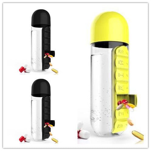Direct Selling Two-In-One Water Cup Pill Box 7-Day Pill Box 7 Grids Outdoor Easy To Carry Water Bottle One Week With Pill Box Cup $32.71 Dana Fashion Color: 3PC Set4 Dana's Kitchen Product information: Product Category: Space Cup Material: PC Style: Simpl