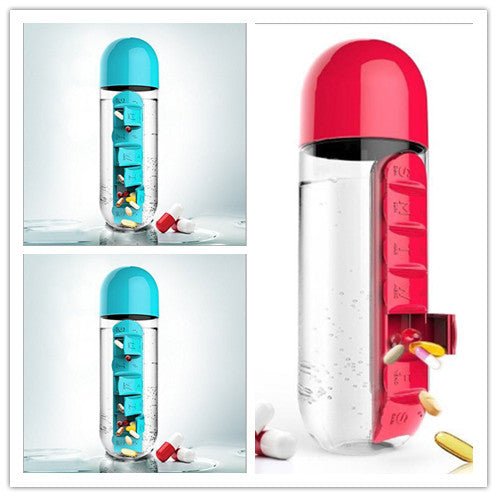 Direct Selling Two-In-One Water Cup Pill Box 7-Day Pill Box 7 Grids Outdoor Easy To Carry Water Bottle One Week With Pill Box Cup $32.71 Dana Fashion Color: 3PC Set11 Dana's Kitchen Product information: Product Category: Space Cup Material: PC Style: Simp