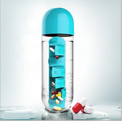Direct Selling Two-In-One Water Cup Pill Box 7-Day Pill Box 7 Grids Outdoor Easy To Carry Water Bottle One Week With Pill Box Cup $21.79 Dana Fashion Color: Blue Dana's Kitchen Product information: Product Category: Space Cup Material: PC Style: Simple Ap