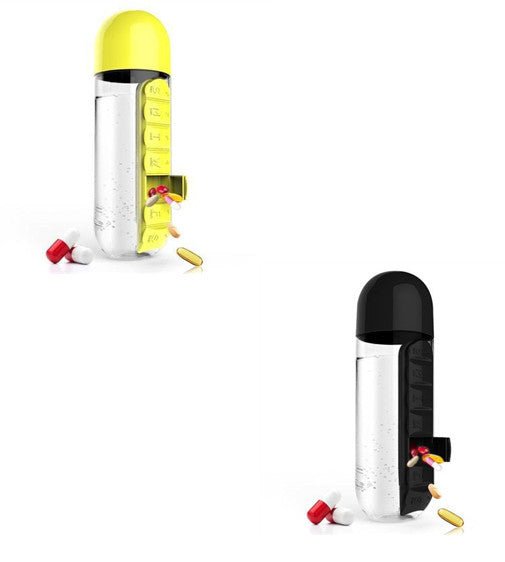 Direct Selling Two-In-One Water Cup Pill Box 7-Day Pill Box 7 Grids Outdoor Easy To Carry Water Bottle One Week With Pill Box Cup $22.68 Dana Fashion Color: Black1Yellow1 Dana's Kitchen Product information: Product Category: Space Cup Material: PC Style: