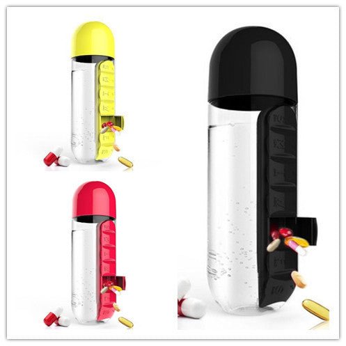 Direct Selling Two-In-One Water Cup Pill Box 7-Day Pill Box 7 Grids Outdoor Easy To Carry Water Bottle One Week With Pill Box Cup $32.71 Dana Fashion Color: 3PC Set15 Dana's Kitchen Product information: Product Category: Space Cup Material: PC Style: Simp