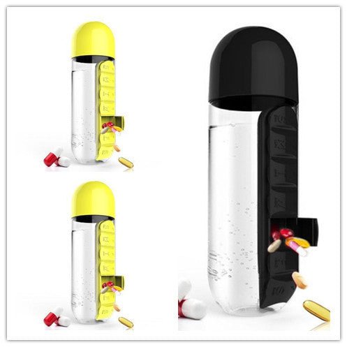 Direct Selling Two-In-One Water Cup Pill Box 7-Day Pill Box 7 Grids Outdoor Easy To Carry Water Bottle One Week With Pill Box Cup $32.71 Dana Fashion Color: 3PC Set2 Dana's Kitchen Product information: Product Category: Space Cup Material: PC Style: Simpl