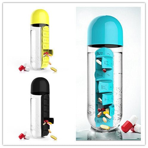 Direct Selling Two-In-One Water Cup Pill Box 7-Day Pill Box 7 Grids Outdoor Easy To Carry Water Bottle One Week With Pill Box Cup $32.71 Dana Fashion Color: 3PC Set14 Dana's Kitchen Product information: Product Category: Space Cup Material: PC Style: Simp
