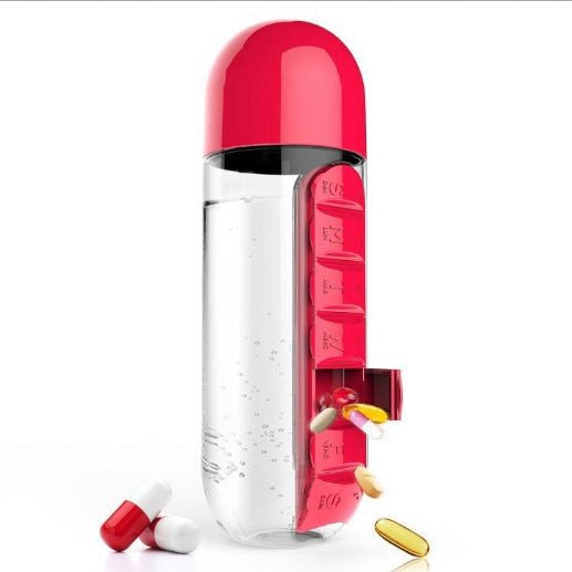 Direct Selling Two-In-One Water Cup Pill Box 7-Day Pill Box 7 Grids Outdoor Easy To Carry Water Bottle One Week With Pill Box Cup $22.68 Dana Fashion Color: 2PC Black Dana's Kitchen Product information: Product Category: Space Cup Material: PC Style: Simp