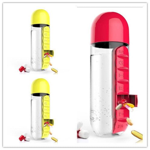 Direct Selling Two-In-One Water Cup Pill Box 7-Day Pill Box 7 Grids Outdoor Easy To Carry Water Bottle One Week With Pill Box Cup $32.71 Dana Fashion Color: 3PC Set1 Dana's Kitchen Product information: Product Category: Space Cup Material: PC Style: Simpl