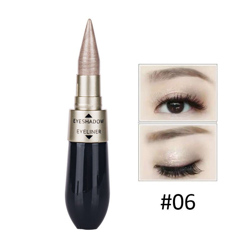 Double Head 2 in 1 Waterproof Eyeshadow Eyeliner $10.96 Dana Fashion Model: 6 makeup Specifics: 1.Long-lasting,Natural,Waterproof ,Sweatproof 2.High Quality,6colors to choose Package Content: 1 x Eyeshadow Eyeliner