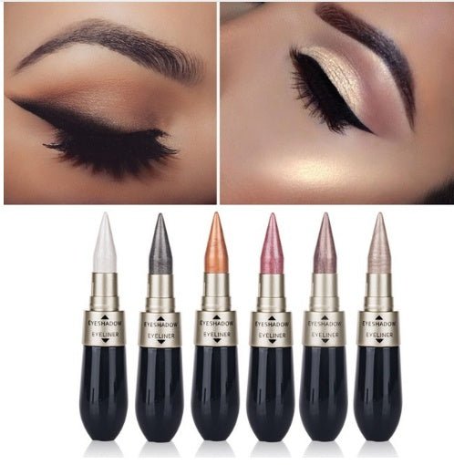 Double head six color eyeshadow black eyeliner $9.95 Dana Fashion Color: Black makeup Product volume 2.0 cm * 2.0 cm * 12.3 cm Color: black, red Number of colors: six colors Skin Type: General Efficacy: modification