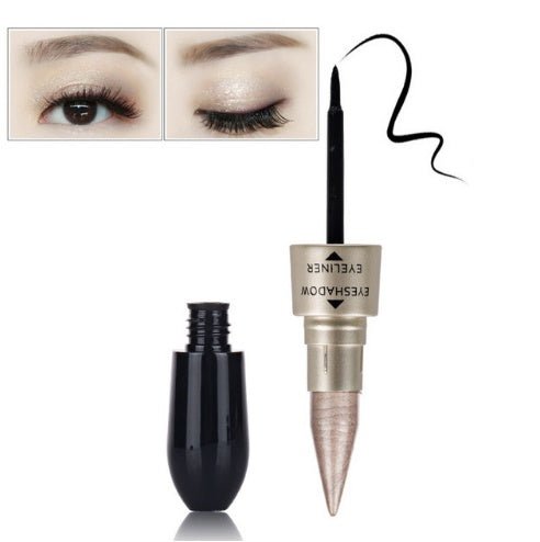 Double head six color eyeshadow black eyeliner $9.95 Dana Fashion Color: Khaki makeup Product volume 2.0 cm * 2.0 cm * 12.3 cm Color: black, red Number of colors: six colors Skin Type: General Efficacy: modification