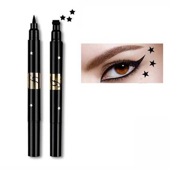 Double-headed seal eyeliner $10.52 Dana Fashion Color: Black Style: Pentagram makeup Product Category: Eyeliner Colour: Black Specifications: normal specifications Net content: five-pointed star, heart, moon