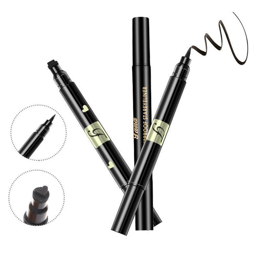 Double-headed seal eyeliner $10.52 Dana Fashion Color: Black Style: Heart makeup Product Category: Eyeliner Colour: Black Specifications: normal specifications Net content: five-pointed star, heart, moon
