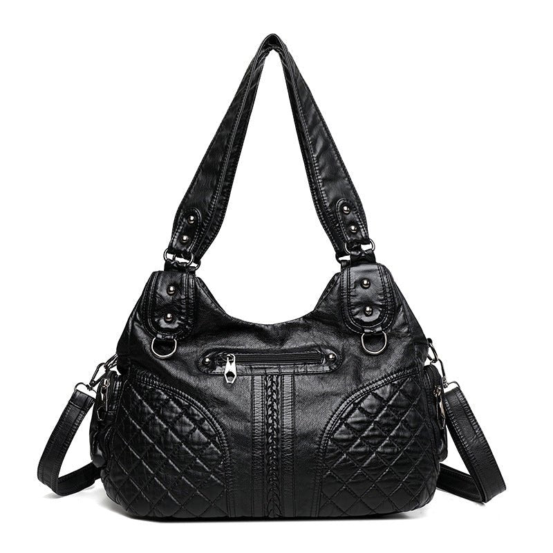 Double-layer Large Capacity Women's Shoulder Bag $65.50 Dana Fashion Color: Black Women's Bags Product information: Lining texture: Polyester Pattern: solid color Color: black, light brown Processing Method: soft surface Outer bag type: slit pocket Materi