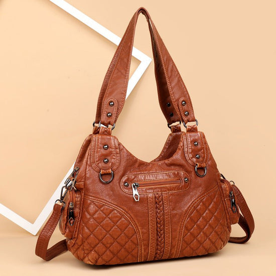 Double-layer Large Capacity Women's Shoulder Bag $65.50 Dana Fashion Color: Black Women's Bags Product information: Lining texture: Polyester Pattern: solid color Color: black, light brown Processing Method: soft surface Outer bag type: slit pocket Materi