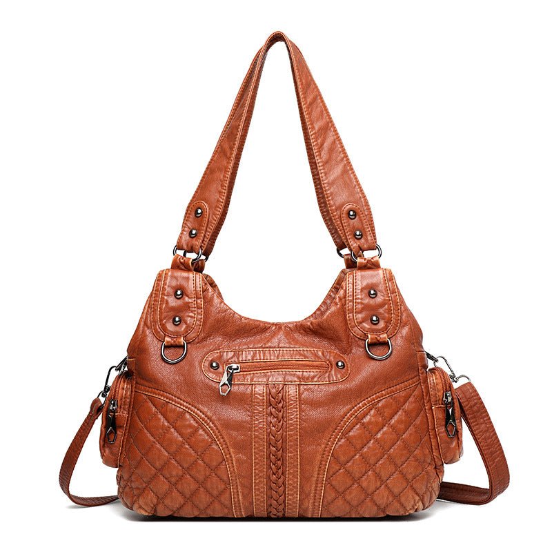 Double-layer Large Capacity Women's Shoulder Bag $65.50 Dana Fashion Color: Light Brown Women's Bags Product information: Lining texture: Polyester Pattern: solid color Color: black, light brown Processing Method: soft surface Outer bag type: slit pocket