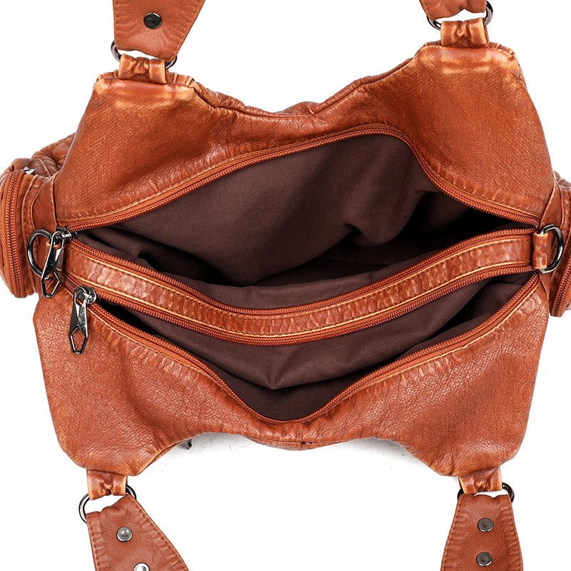 Double-layer Large Capacity Women's Shoulder Bag $65.50 Dana Fashion Color: Black Women's Bags Product information: Lining texture: Polyester Pattern: solid color Color: black, light brown Processing Method: soft surface Outer bag type: slit pocket Materi
