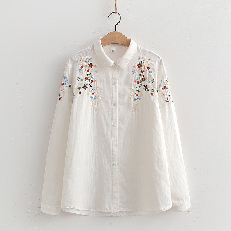 Double-layer Yarn Embroidery Little Flower Student Undershirt $39.00 Dana Fashion Color: White Size: L Women's clothing Product information: Fabric name: cotton yarn Color: white, gray, 01 style white, 01 style Gray Main fabric composition: Cotton Size: M