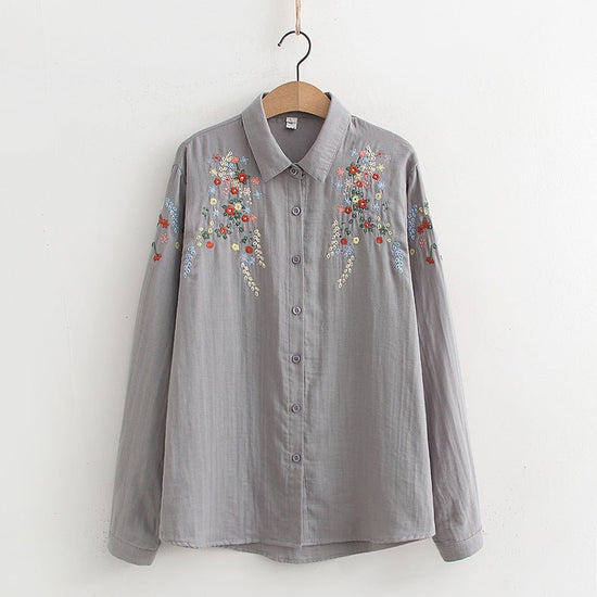 Double-layer Yarn Embroidery Little Flower Student Undershirt $39.00 Dana Fashion Color: Gray Size: L Women's clothing Product information: Fabric name: cotton yarn Color: white, gray, 01 style white, 01 style Gray Main fabric composition: Cotton Size: M,
